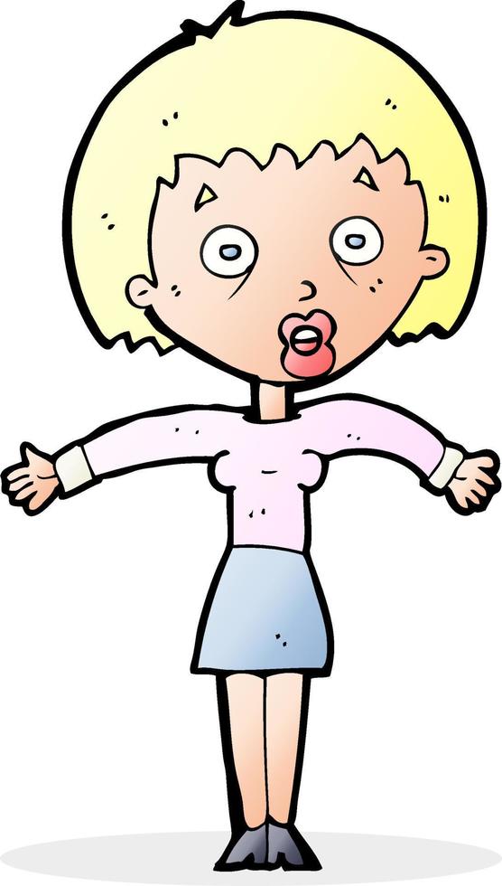 cartoon woman shrugging shoulders vector