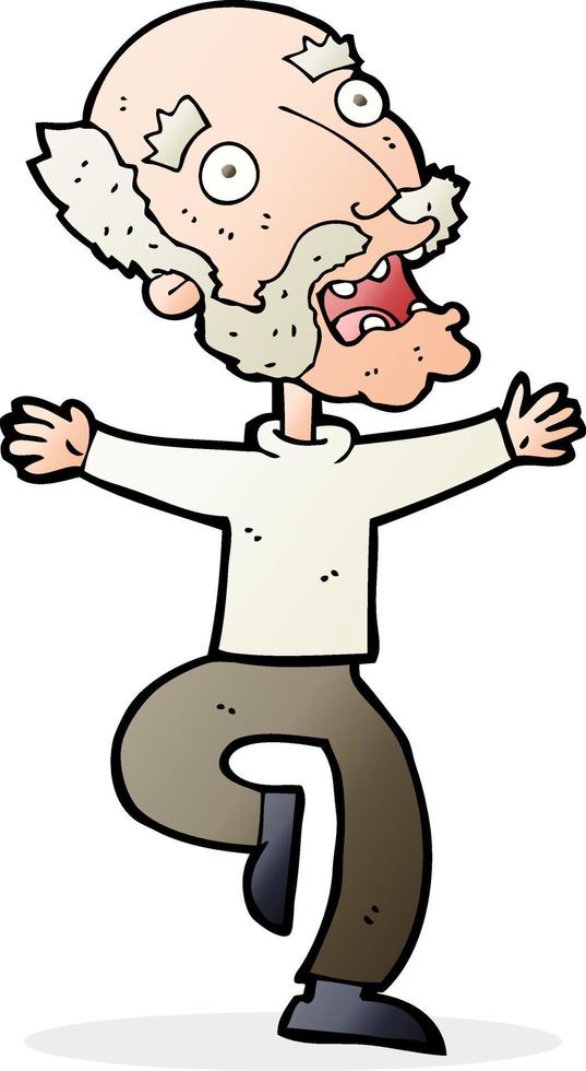 cartoon old man having a fright vector