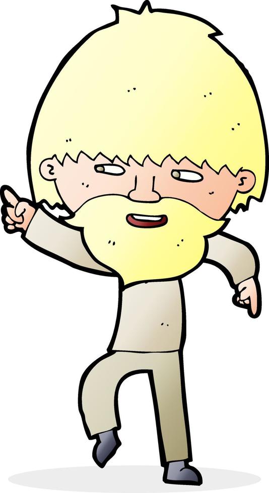 cartoon bearded man pointing and laughing vector