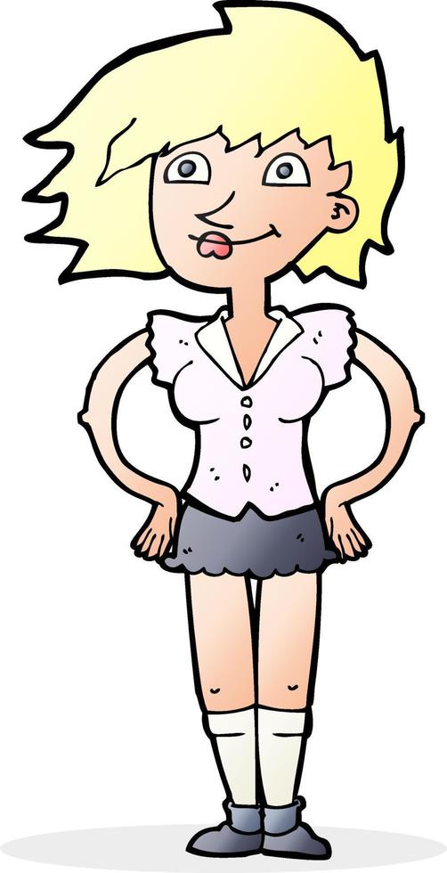 cartoon woman with hands on hips vector