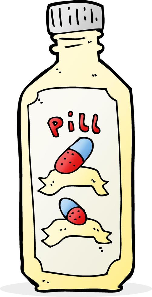 cartoon old bottle of pills vector