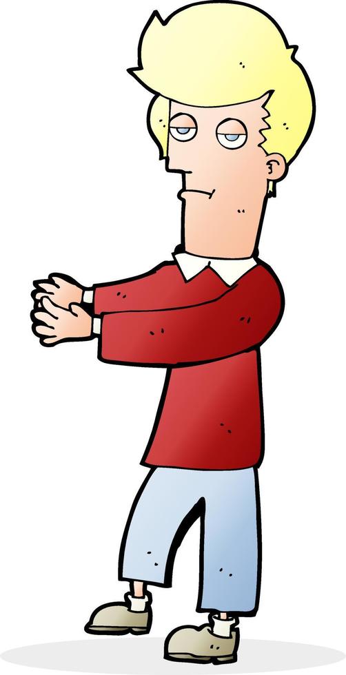 cartoon bored man showing the way vector
