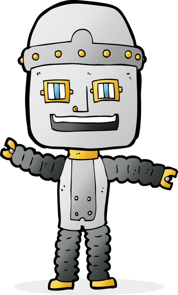 cartoon waving robot vector