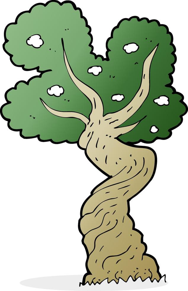 árbol viejo retorcido de dibujos animados vector