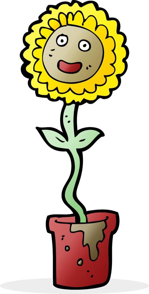 cartoon flower with face vector