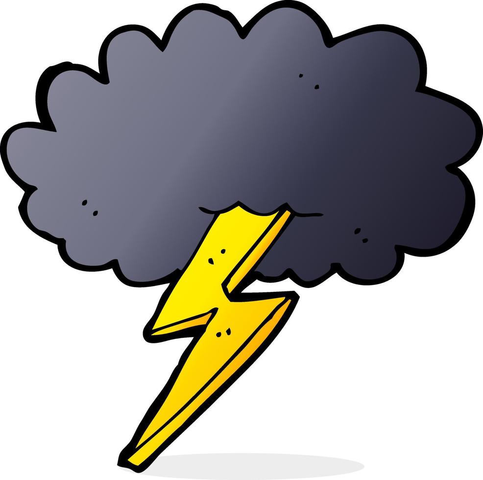 cartoon lightning bolt and cloud vector