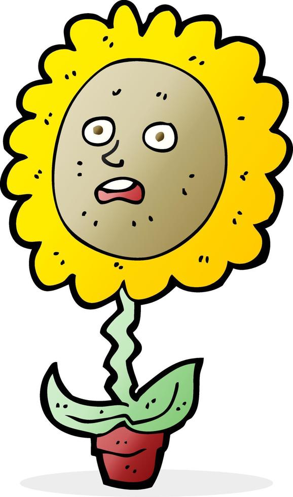 cartoon flower with face vector