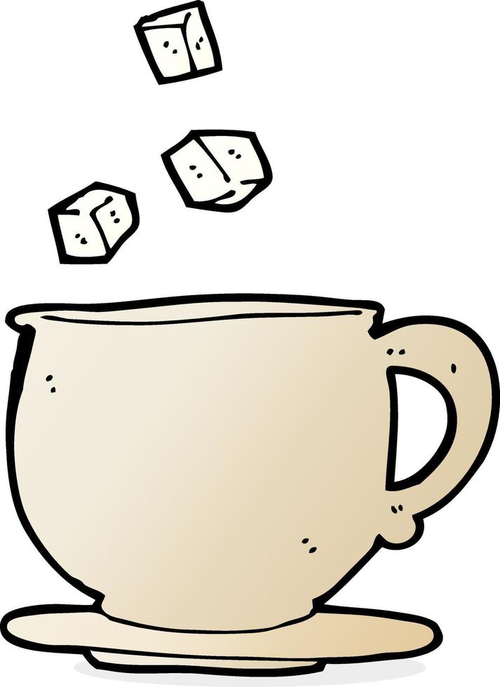 cartoon teacup with sugar cubes vector