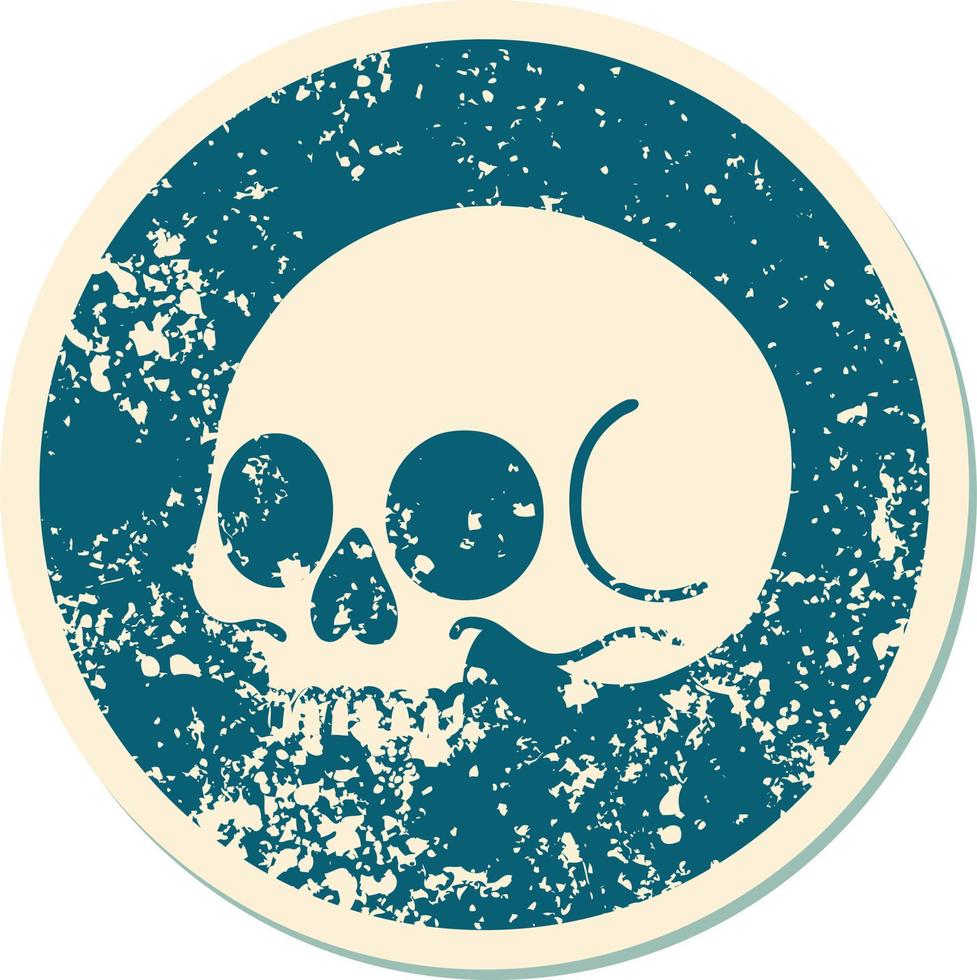 distressed sticker tattoo style icon of a skull vector