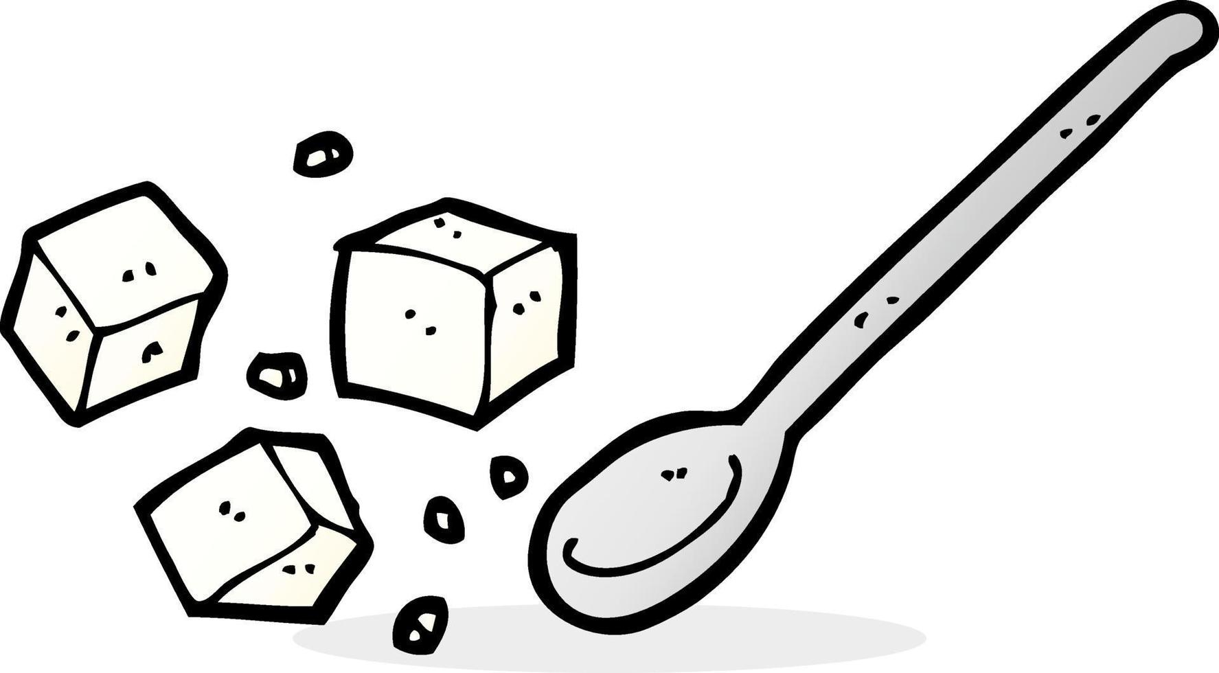 cartoon sugar lumps and spoon vector