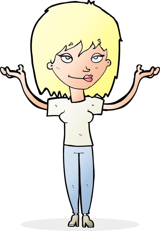 cartoon woman shrugging vector