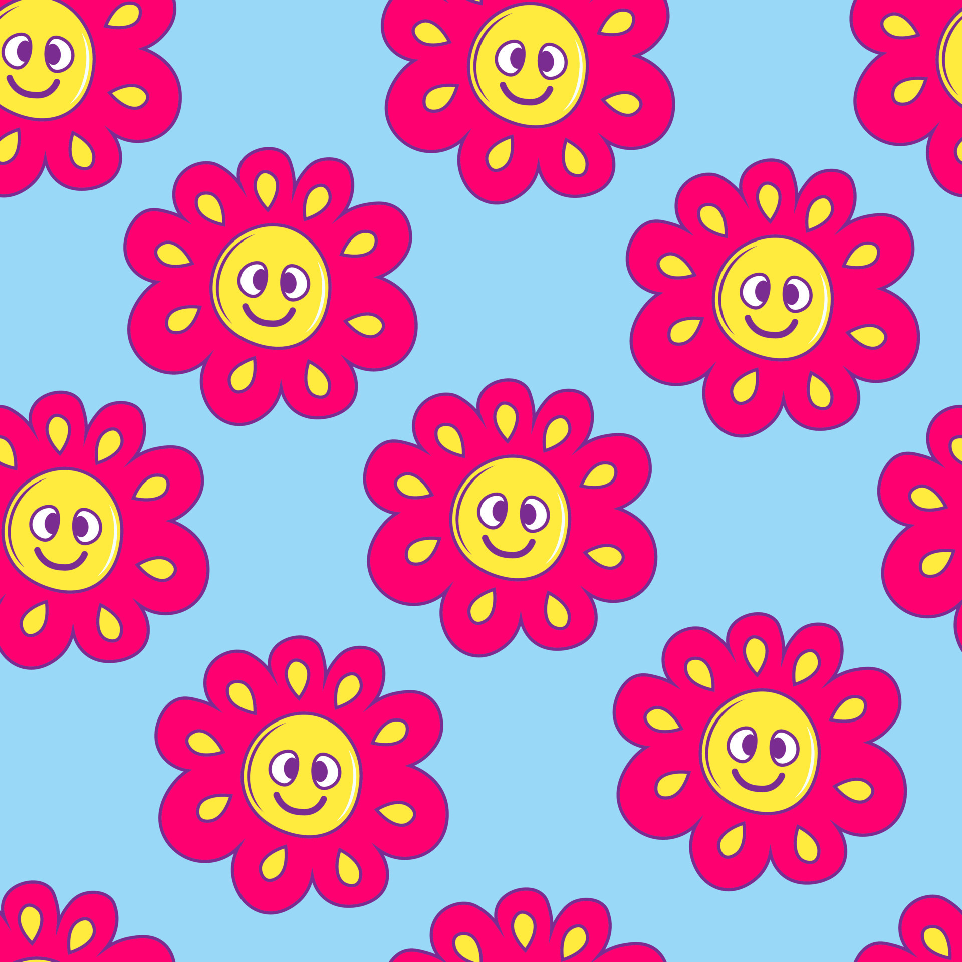 Groovy floral seamless pattern retro style 12279389 Vector Art at Vecteezy