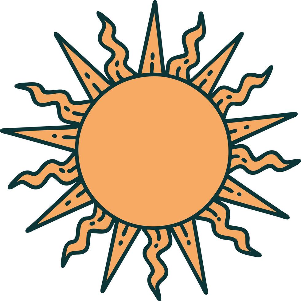 tattoo style icon of a sun vector
