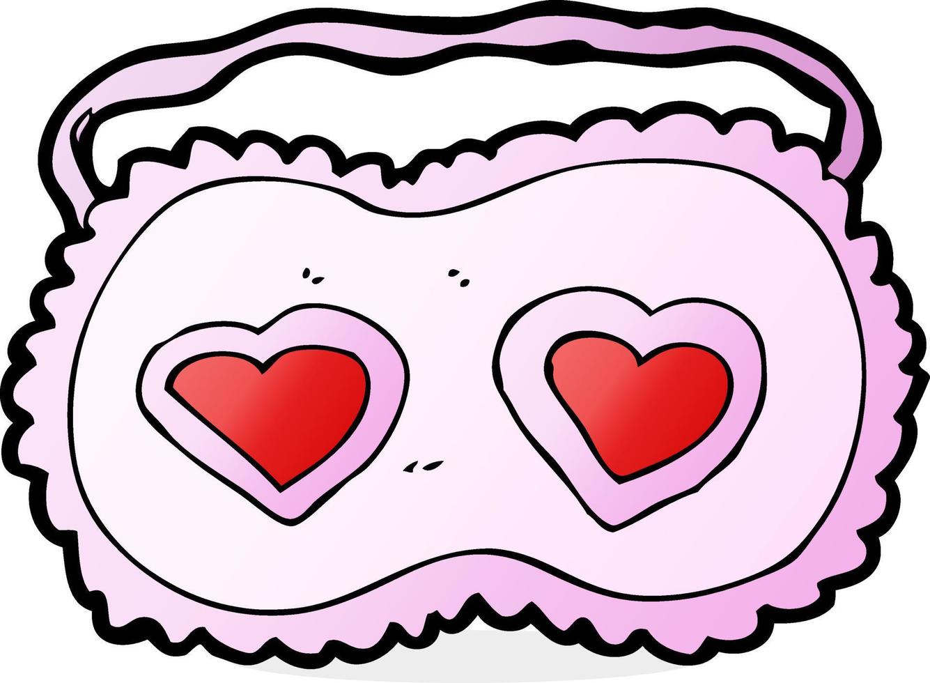 cartoon sleeping mask with love hearts vector