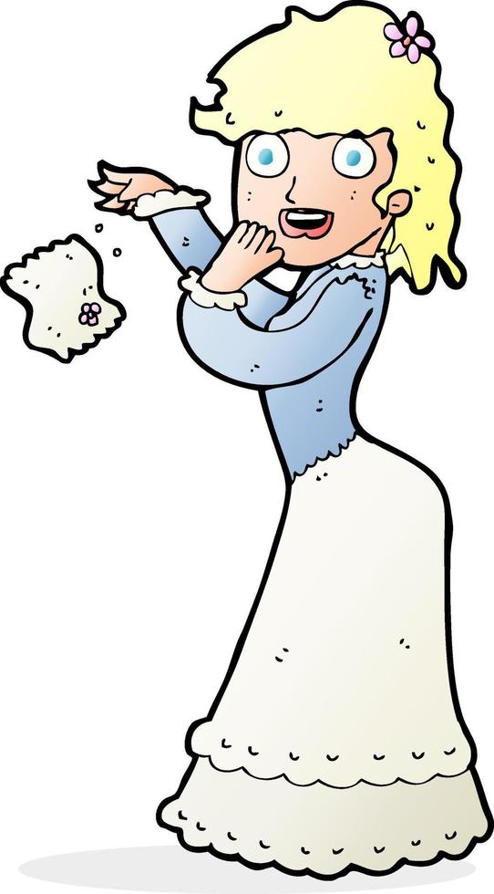 cartoon victorian woman dropping handkerchief vector