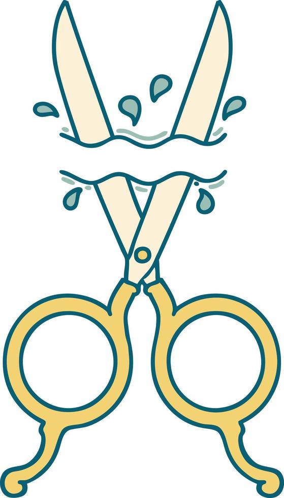 tattoo style icon of barber scissors vector