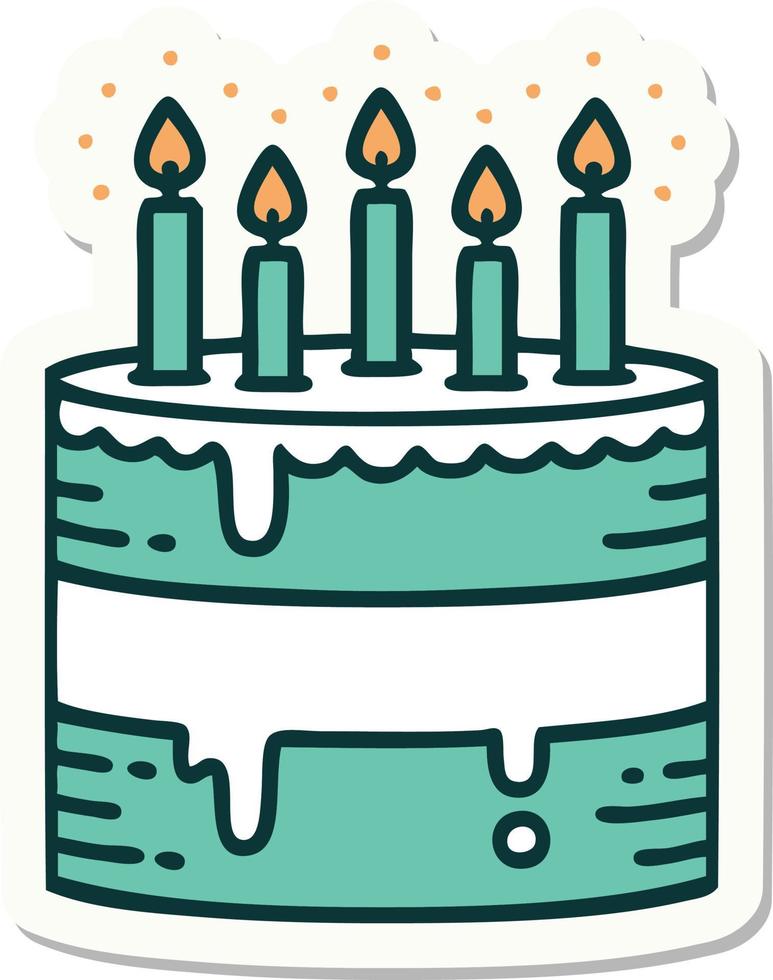 tattoo style sticker of a birthday cake vector