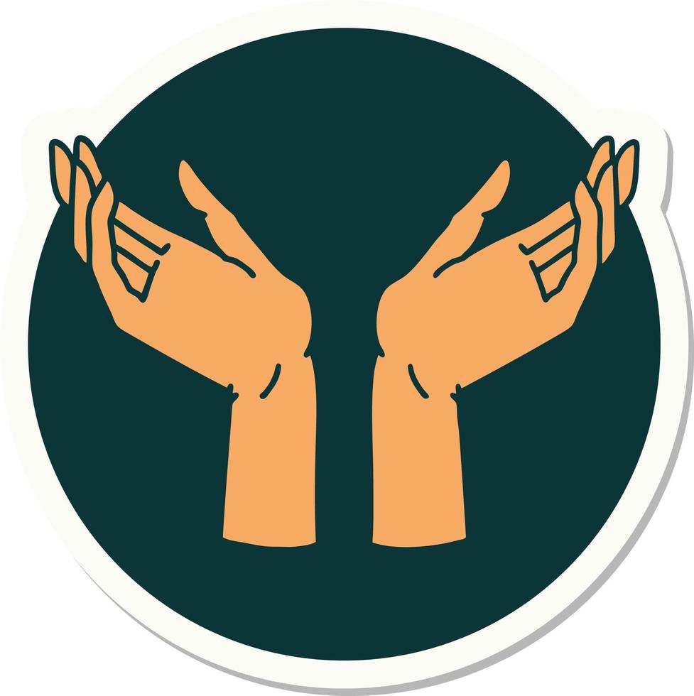 tattoo style sticker of open hands vector