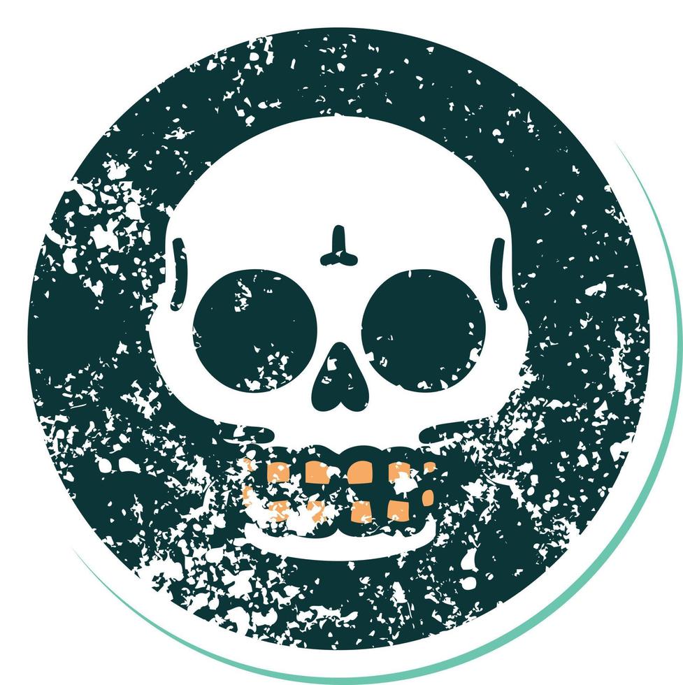 distressed sticker tattoo style icon of a skull vector