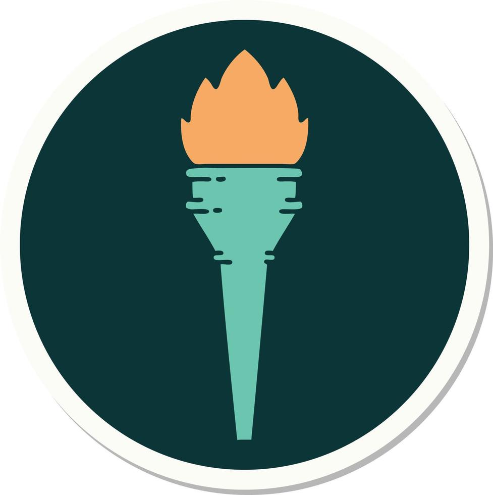 tattoo style sticker of a lit torch vector