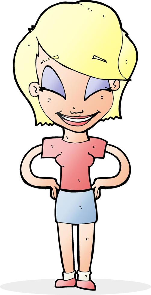 cartoon woman with hands on hips vector