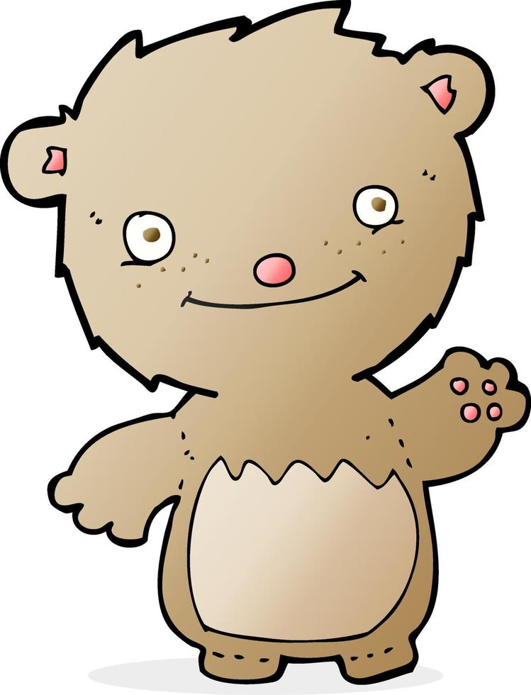 cartoon waving teddy bear vector