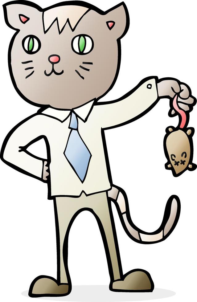 gato de negocios de dibujos animados con ratón muerto 12279850 Vector en  Vecteezy