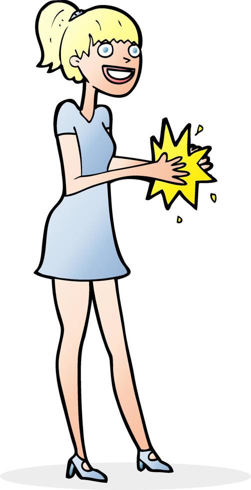 cartoon woman clapping hands vector