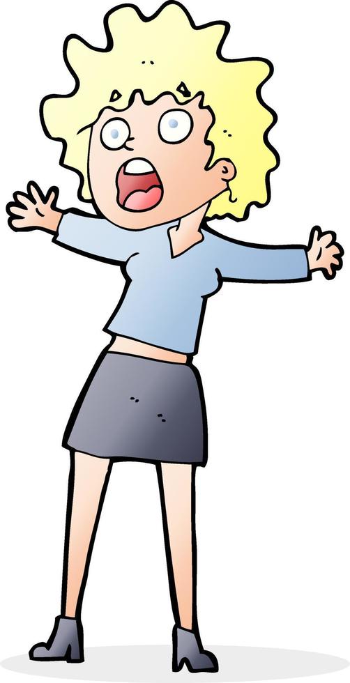cartoon frightened woman vector