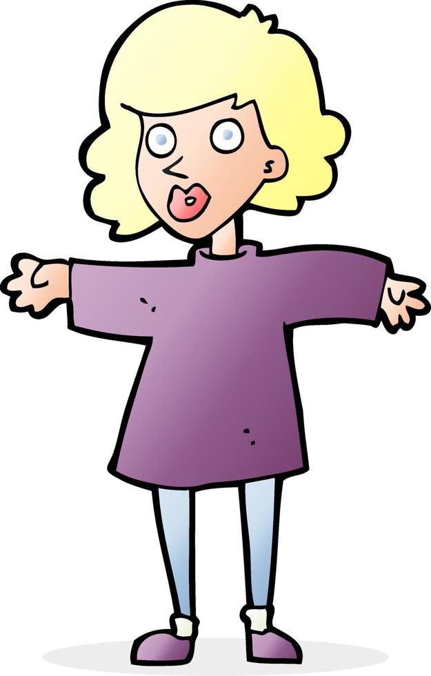 cartoon nervous woman vector