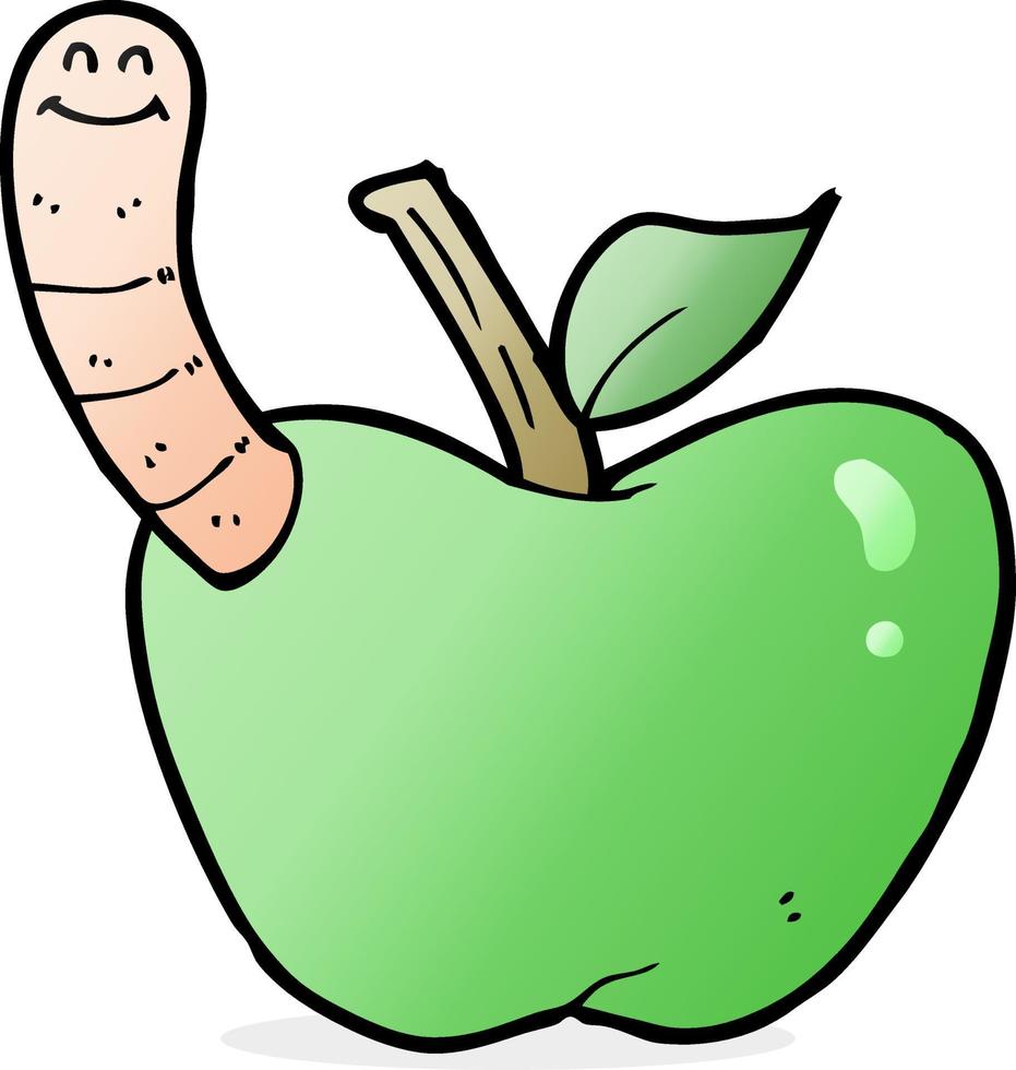 manzana de dibujos animados con gusano vector