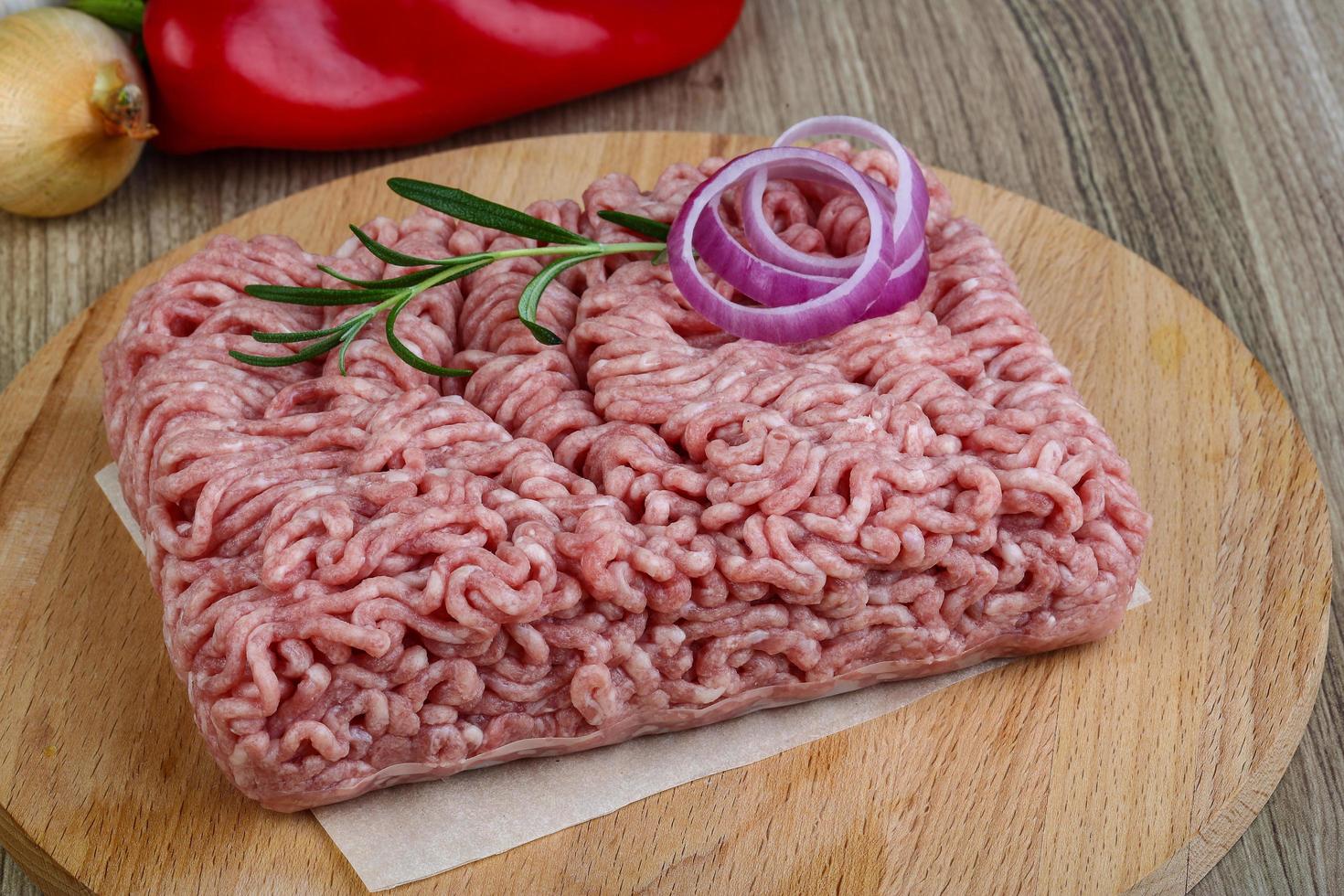 Raw minced pork meat photo
