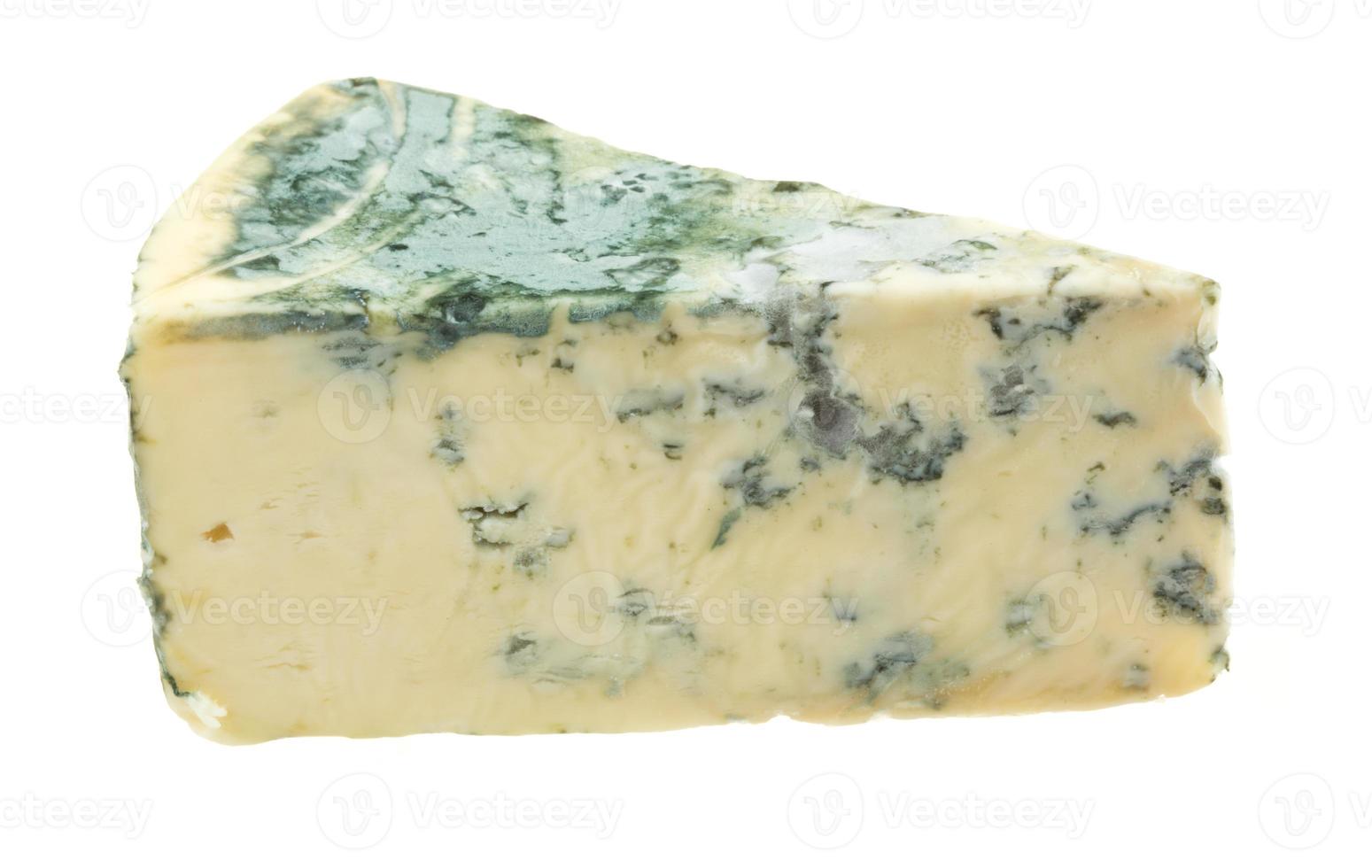 Wedge of soft blue cheese, isolated on white photo