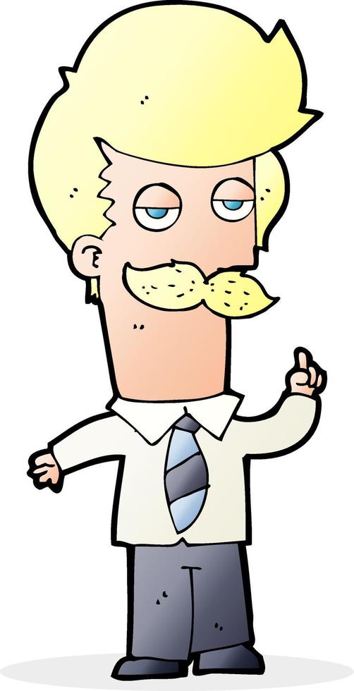 cartoon mna with mustache explaining vector