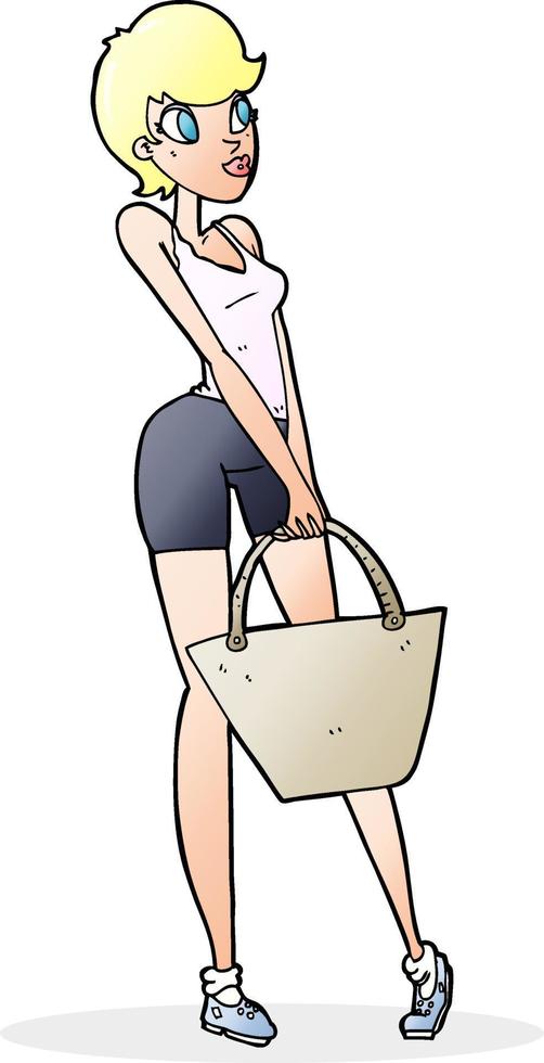 cartoon attractive woman shopping vector