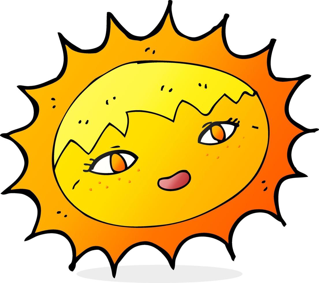 sol bonito de dibujos animados vector