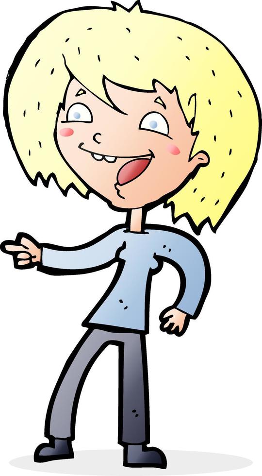 cartoon woman laughing and pointing vector