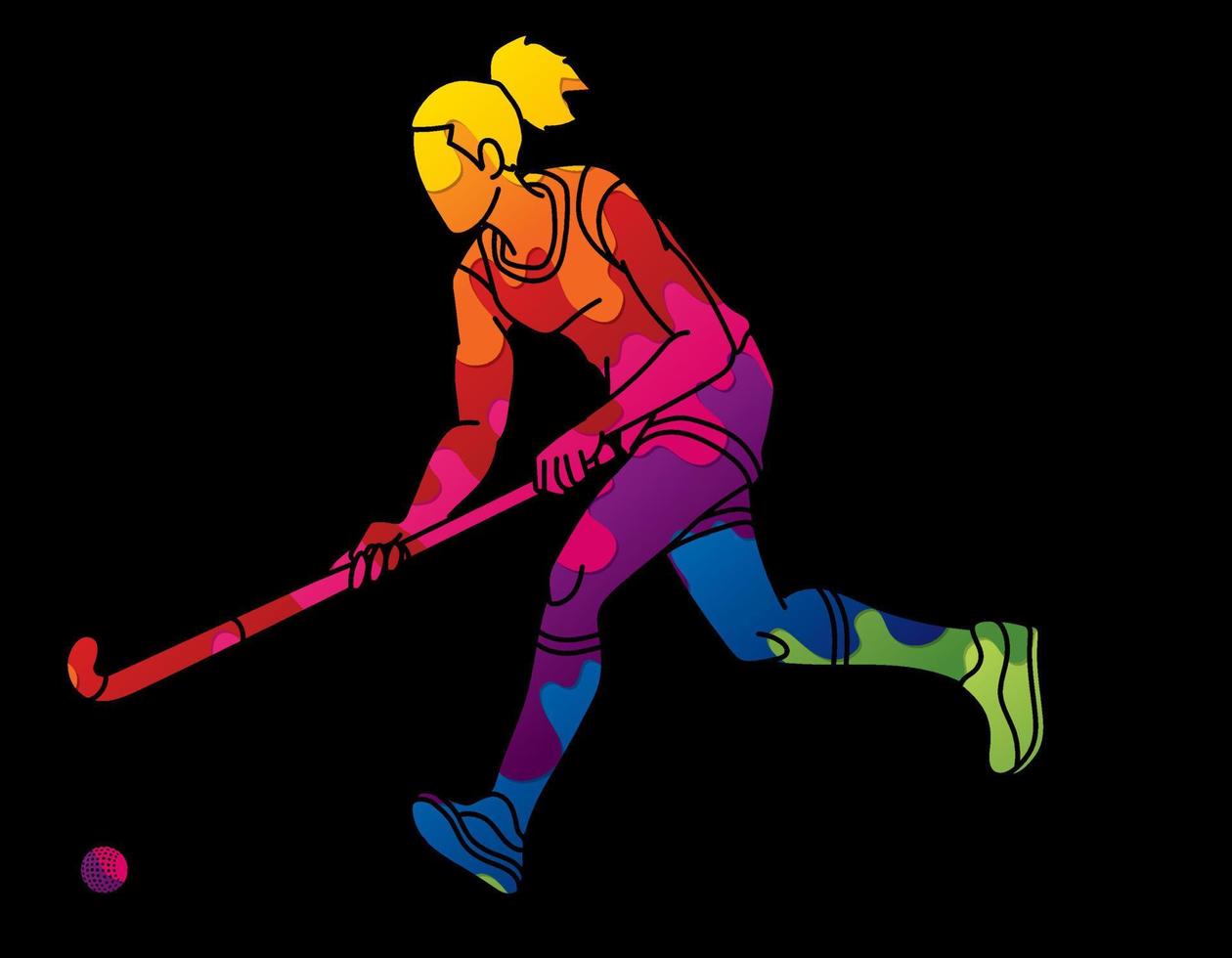 Abstract Field Hockey Sport Female Player Action vector