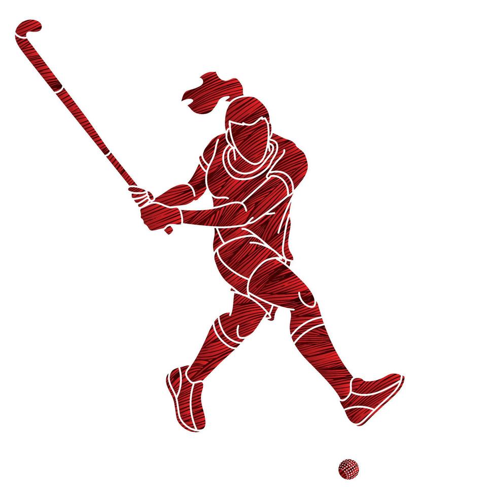 Silhouette Field Hockey Sport Female Player Action vector
