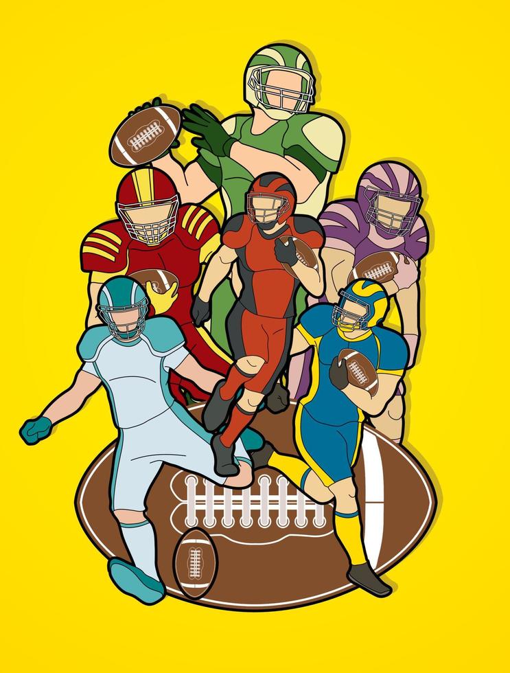 Group of American Football Players Action vector