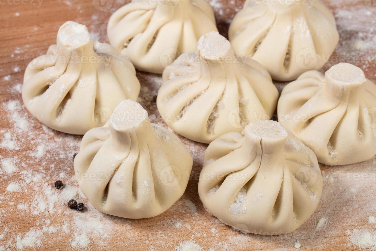 Georgian raw Khinkali photo
