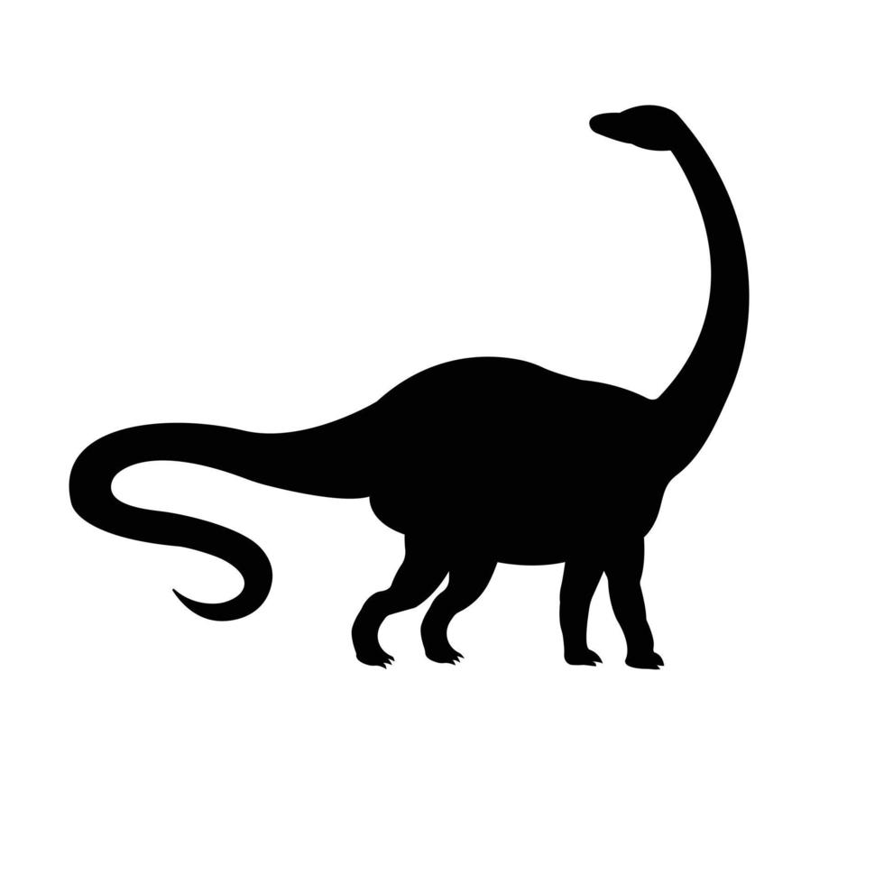 vector, negro, diplodocus, dinosaurio, silueta vector