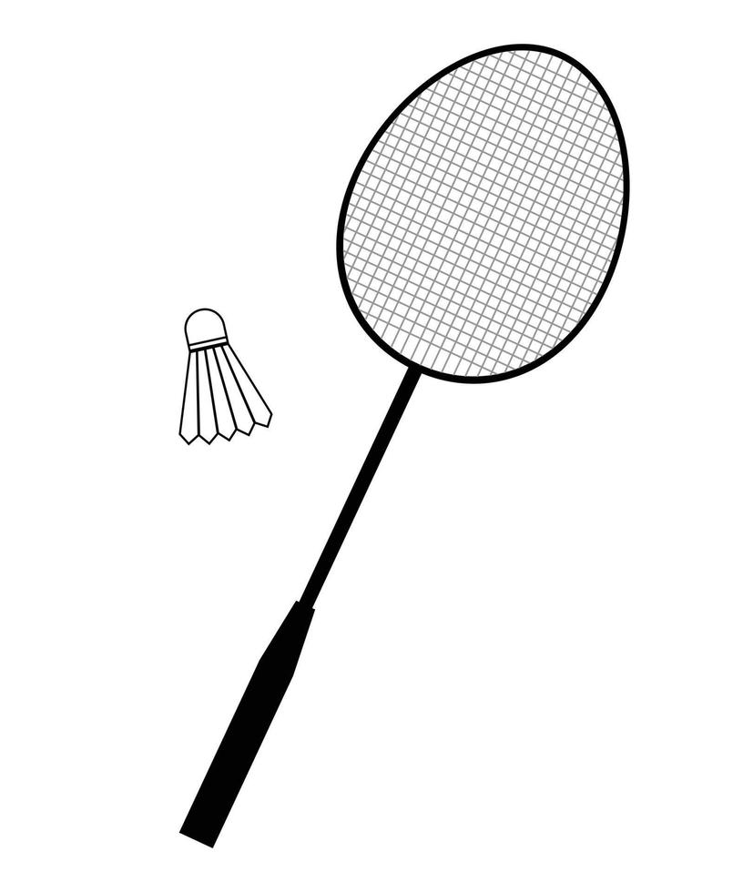 raqueta de bádminton vector plano negro