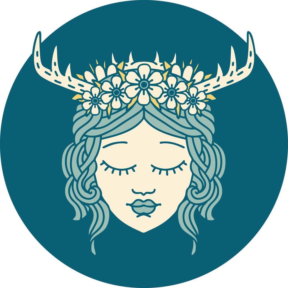 icon of human druid character face vector
