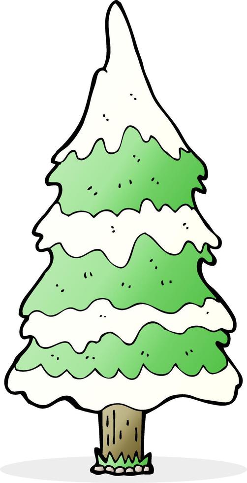 árbol nevado de dibujos animados vector