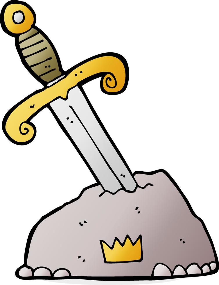 cartoon sword in stone vector