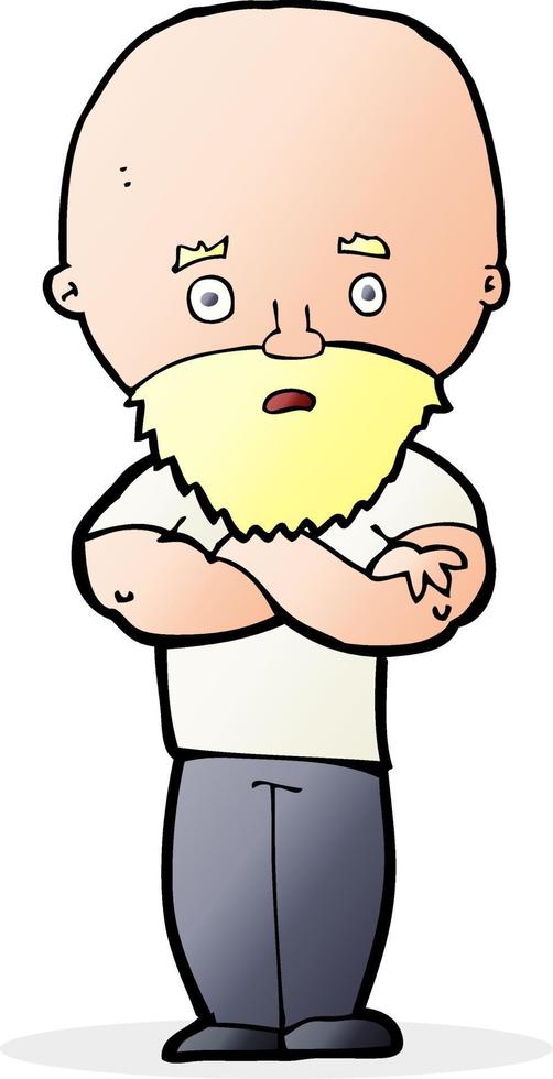 cartoon shocked bald man with beard vector