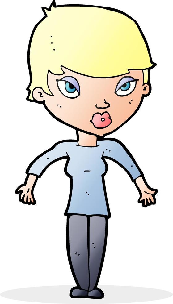 cartoon woman shrugging shoulders vector