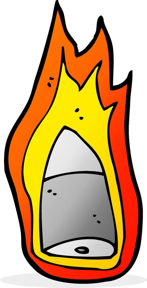 cartoon flaming bullet vector