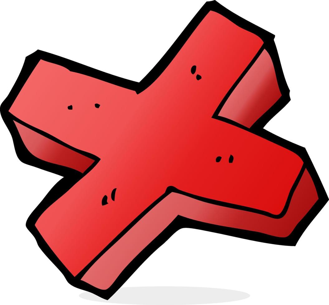 símbolo de cruz negativa de dibujos animados vector
